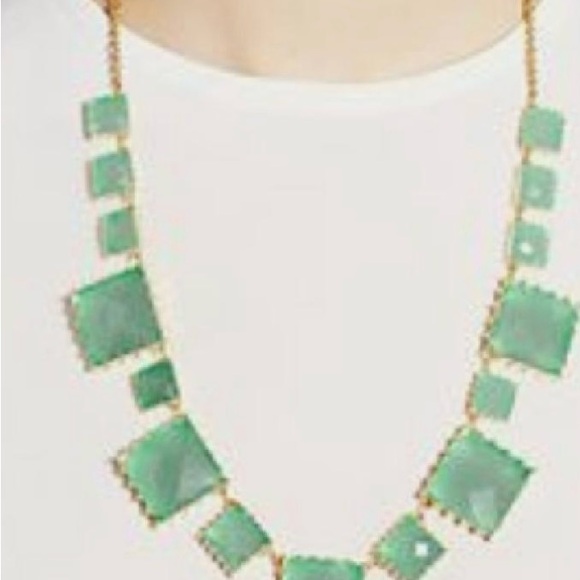 Kate spade palm pearls long statement necklace in chalcedony green with bag EUC - Picture 6 of 6